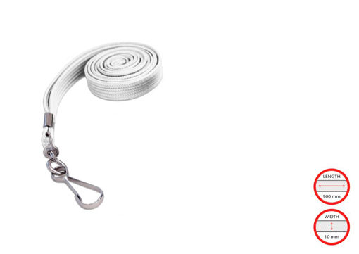 Picture of LANYARD 10MM WITH SWIVEL HOOK WHITE - 90CM LENGTH